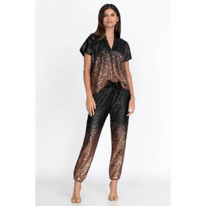 Johnny Was Sequin Black and Gold Jett Jogger Pants XS NEW NWT!